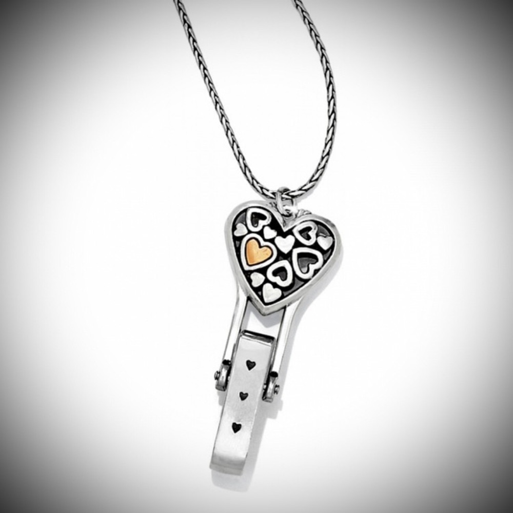 ❌SOLD 💛BRIGHTON Beautiful & Classy “Floating Heart” Badge Clip Necklace. NEW!